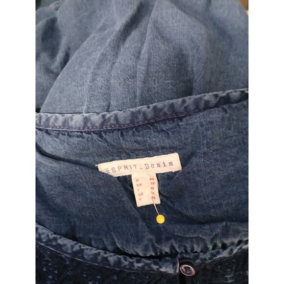 Esprit Embroidered Long Sleeve Denim Tunic Blouse US 14 - Picture 3 of 13